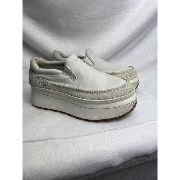 UGG MARIN CANVAS PLATFORM OFF WHITE‎ SLIP ON SNEAKER SHOES US 6 / EU 37 / UK 4 - Picture 1 of 8